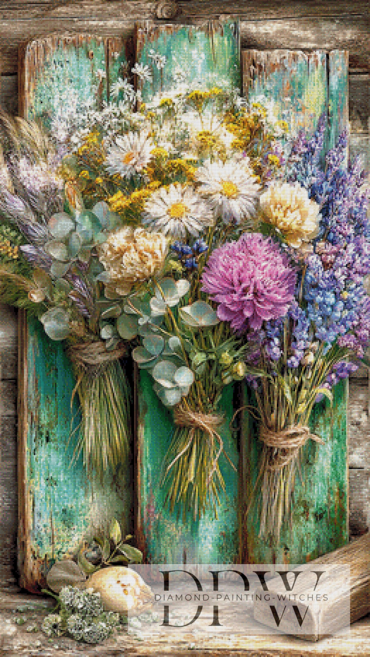 Wooden flowers by Elly_A.I with 300 colors