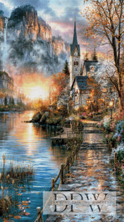 Village by the Golden Lake by Elly_A.I with 250 colors