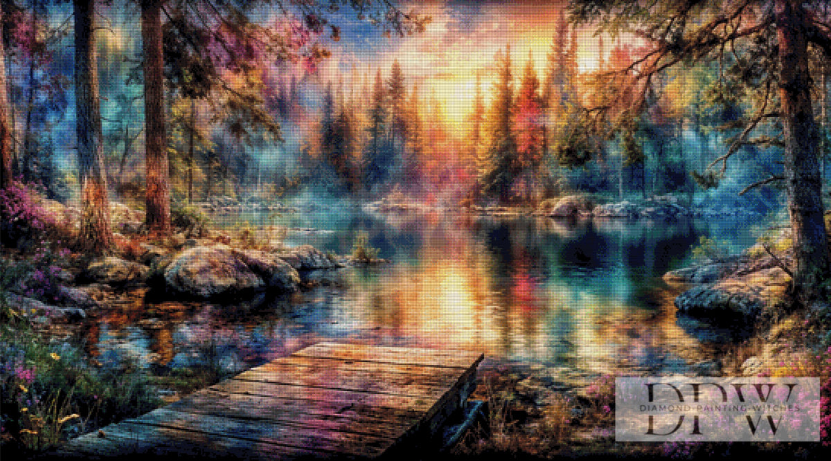 Enchanting forest lake by ellufija with 300 colors