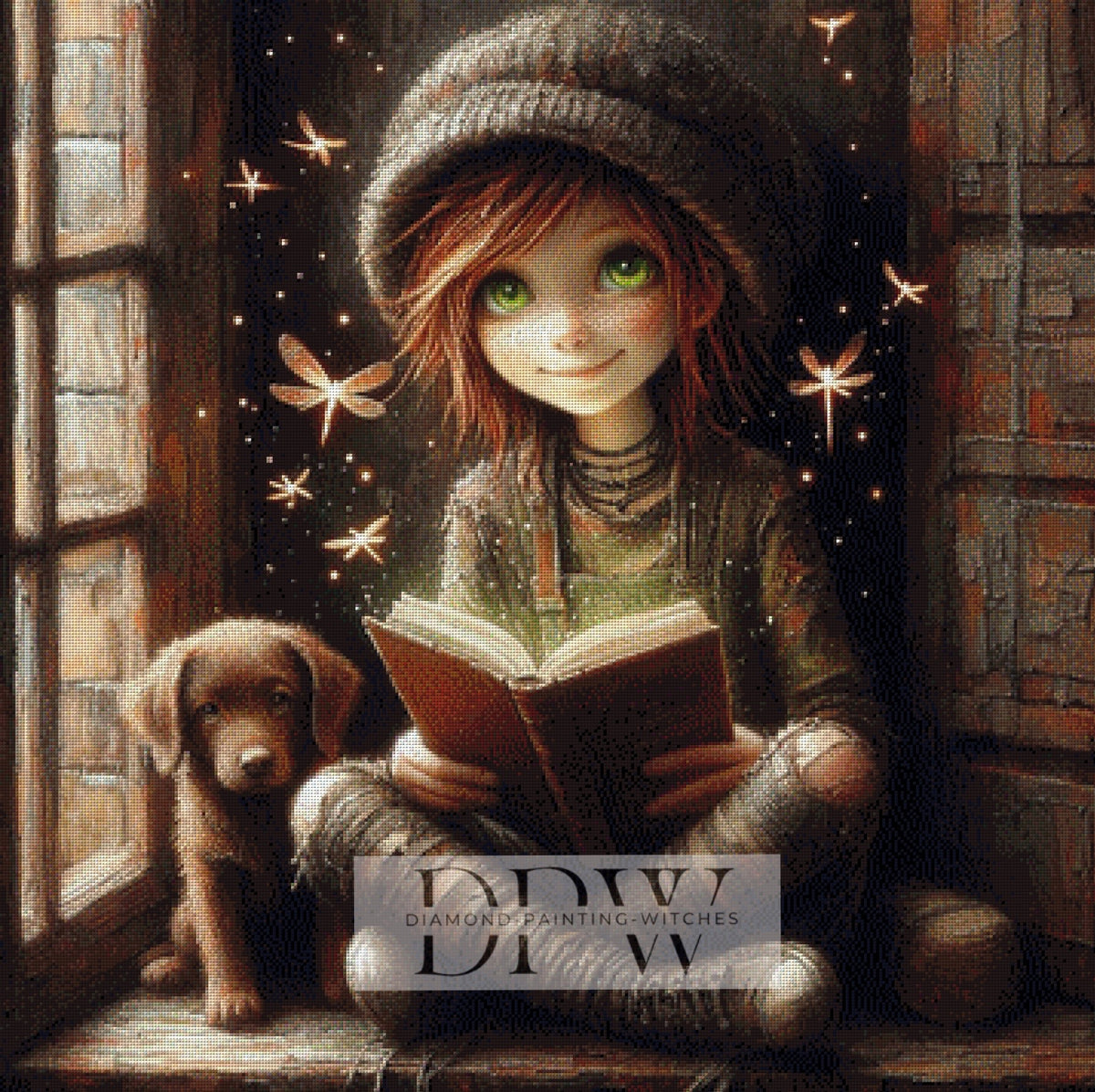 Mädchen mit Zauberbuch und Hund by Casalla Vendetta, mit 140 Farben